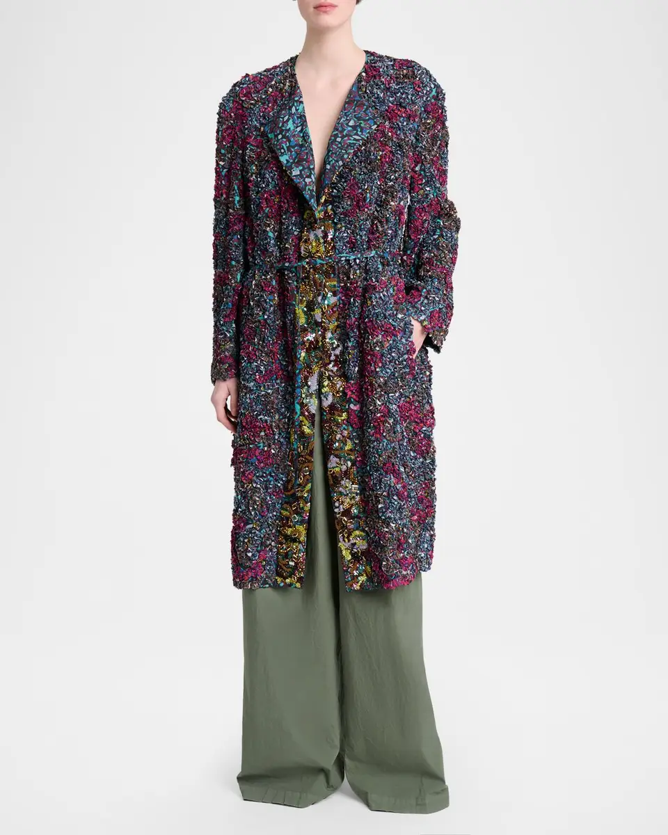 Dries Van Noten Rivkam Embroidered Single-Breasted Long Coat | Thumbnail 4