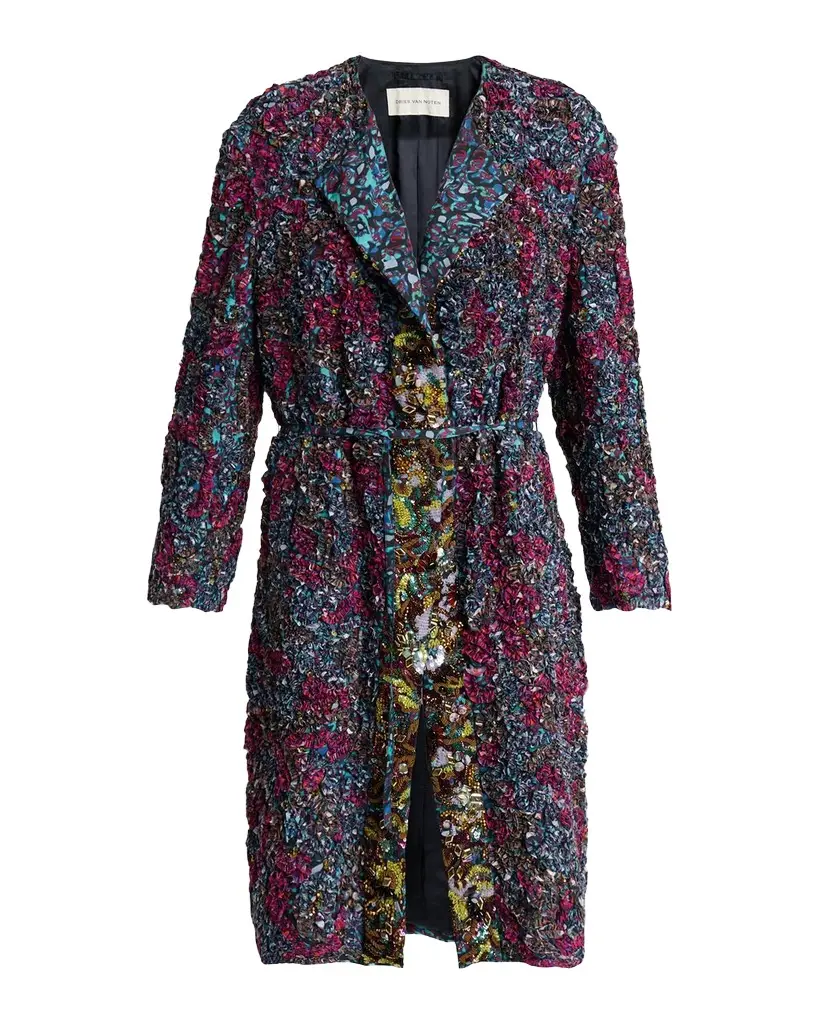 Rivkam Embroidered Single-Breasted Long Coat Rivkam Embroidered Single-Breasted Long Coat
