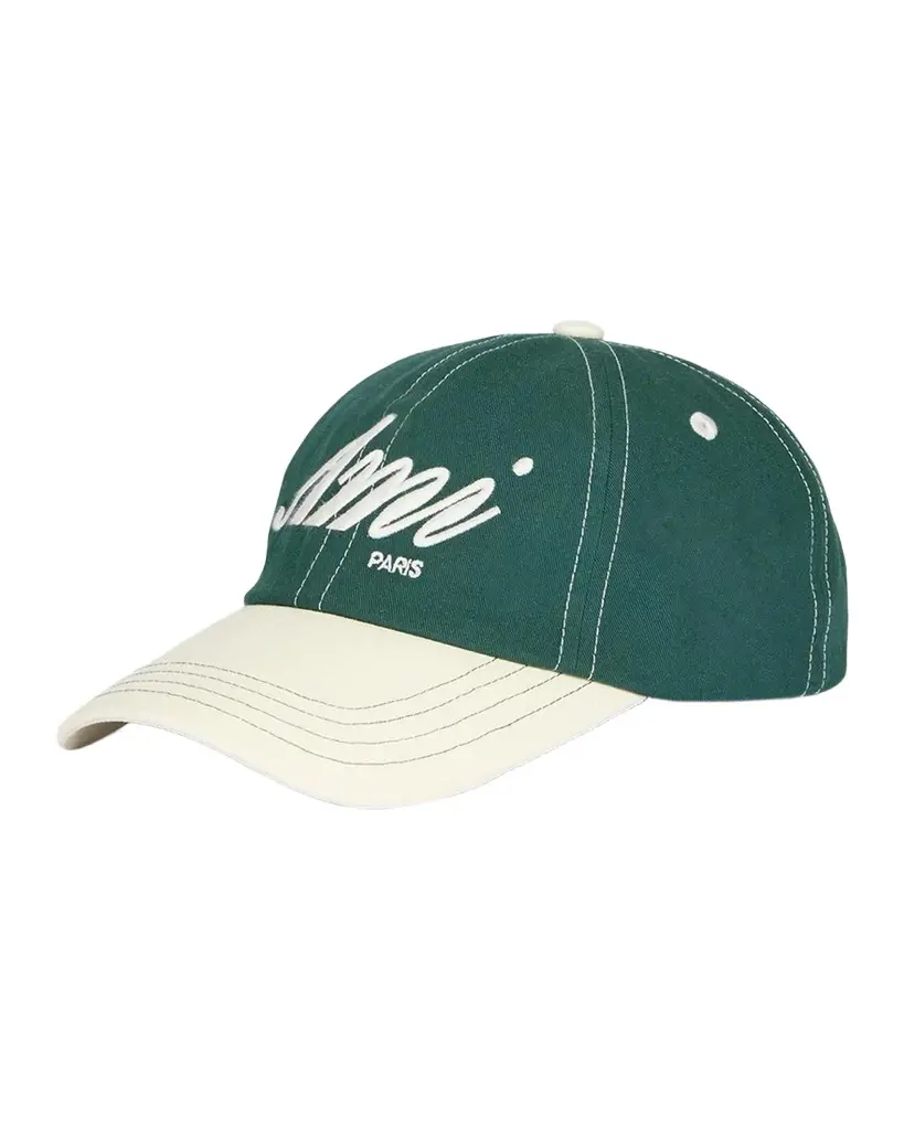 AMI PARIS Men's Embroidered Logo Bicolor Baseball Cap