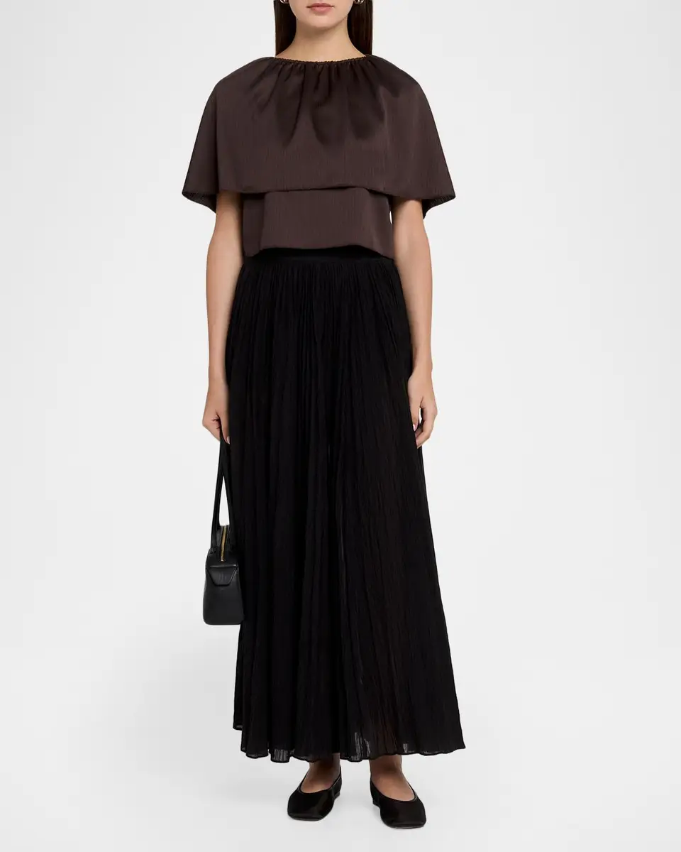 Vince Plissé Satin Cape Top | Thumbnail 2