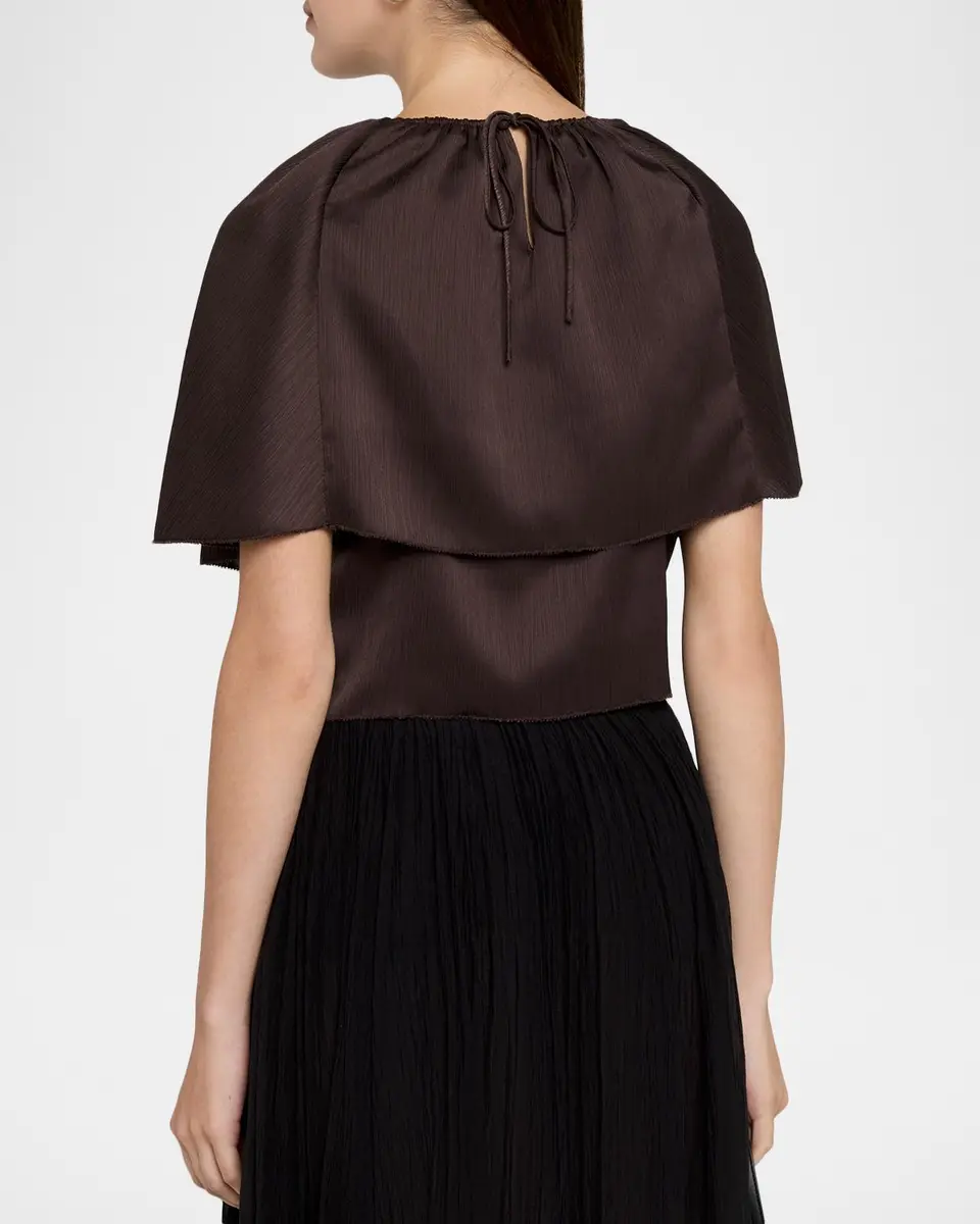 Vince Plissé Satin Cape Top | Thumbnail 3