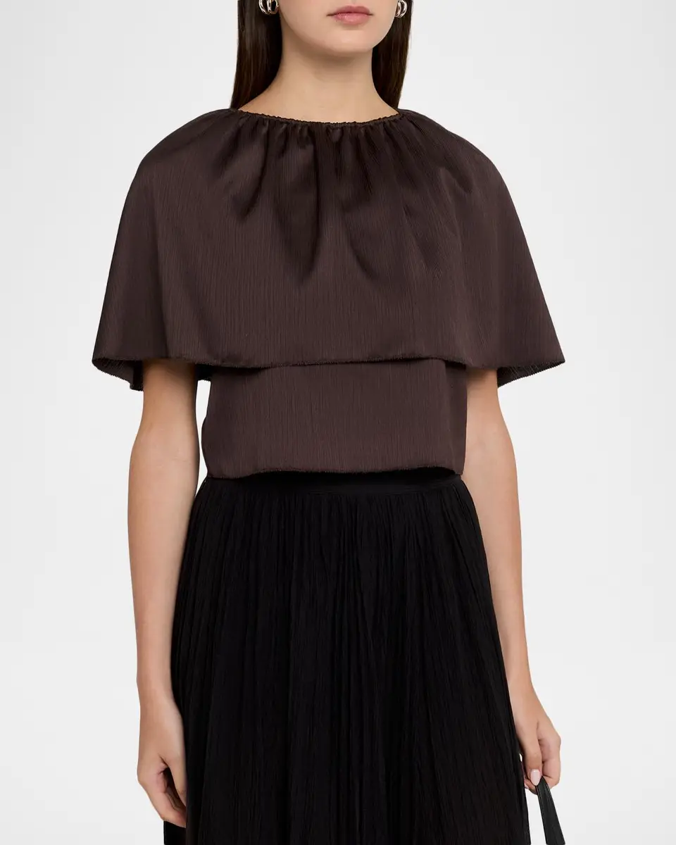 Vince Plissé Satin Cape Top | Thumbnail 4