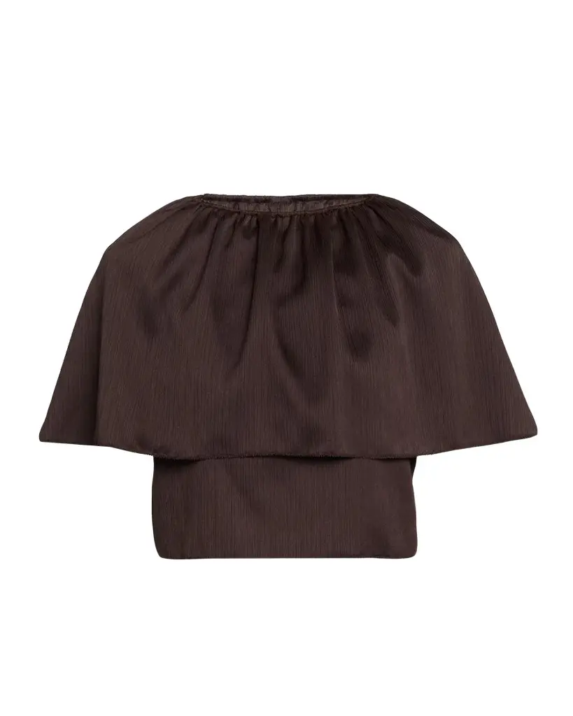 Vince Plissé Satin Cape Top