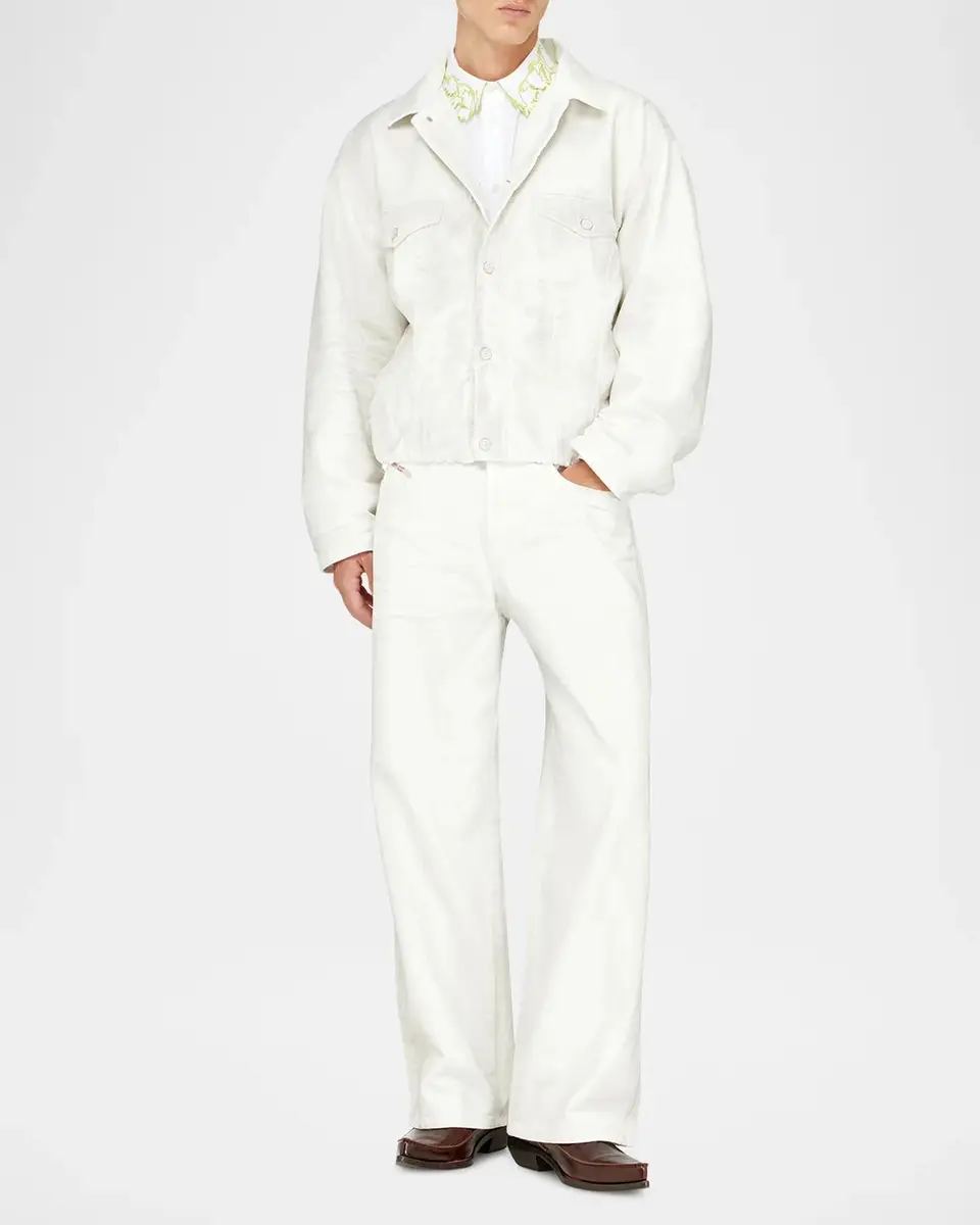 Diesel Men's 1982 Hakou White Denim Wide-Leg Jeans | Thumbnail 2