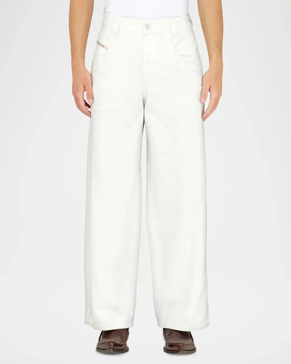Diesel Men's 1982 Hakou White Denim Wide-Leg Jeans | Thumbnail 4