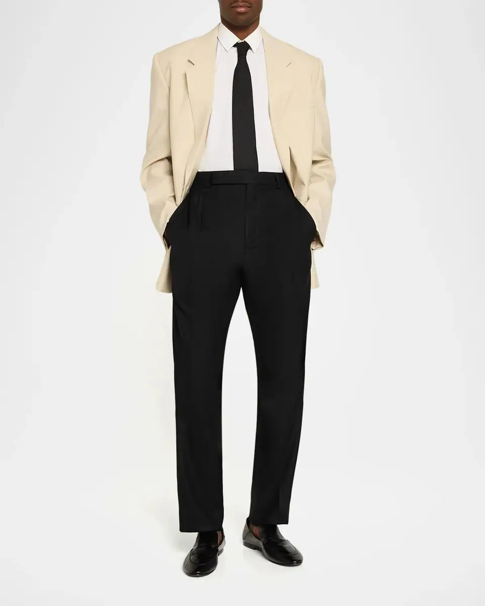 Saint Laurent Men's Pleated Wool Trousers | Thumbnail 2