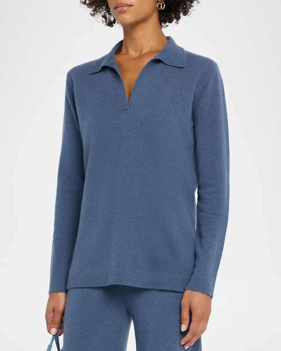 Neiman Marcus Cashmere Collection Cashmere Johnny-Collar Sweater | Thumbnail 4 Neiman Marcus Cashmere Collection Cashmere Johnny-Collar Sweater | Thumbnail 4