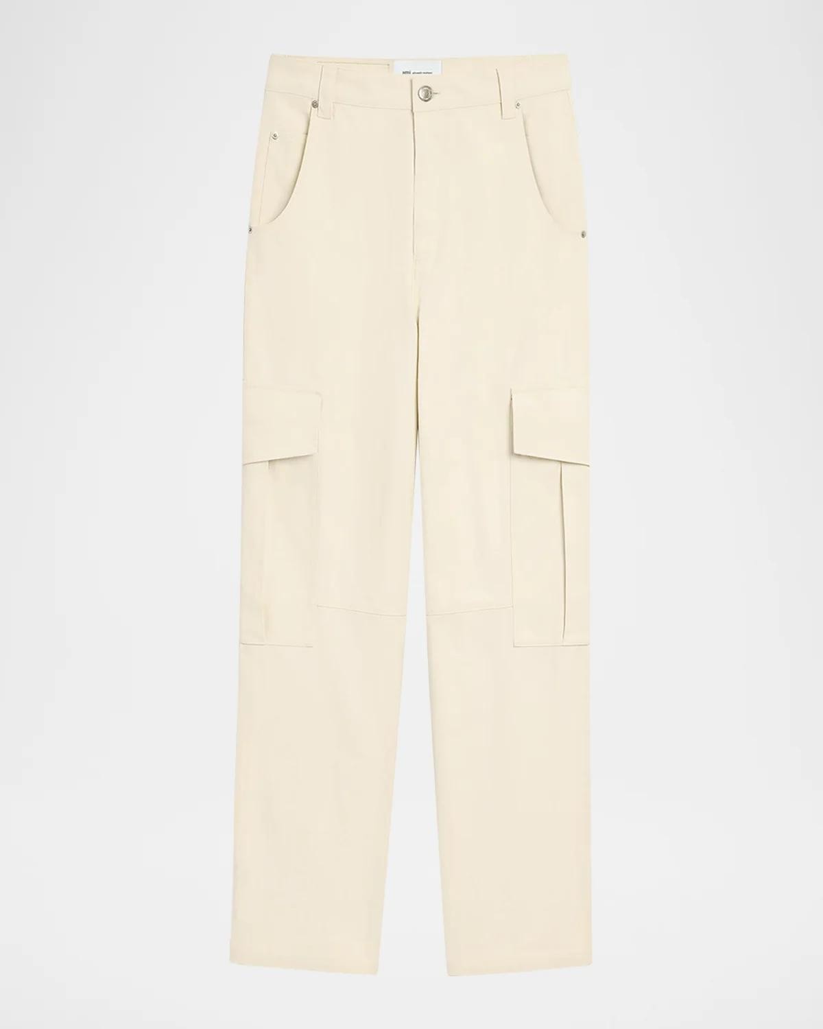 AMI PARIS Men's Cotton Canvas Straight-Leg Cargo Pants