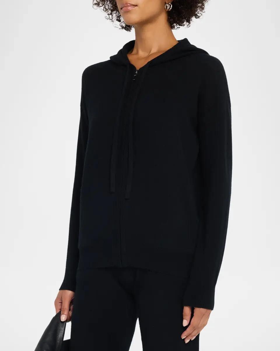 Neiman Marcus Cashmere Collection Cashmere Zip-Front Hoodie | Thumbnail 4 Neiman Marcus Cashmere Collection Cashmere Zip-Front Hoodie | Thumbnail 4