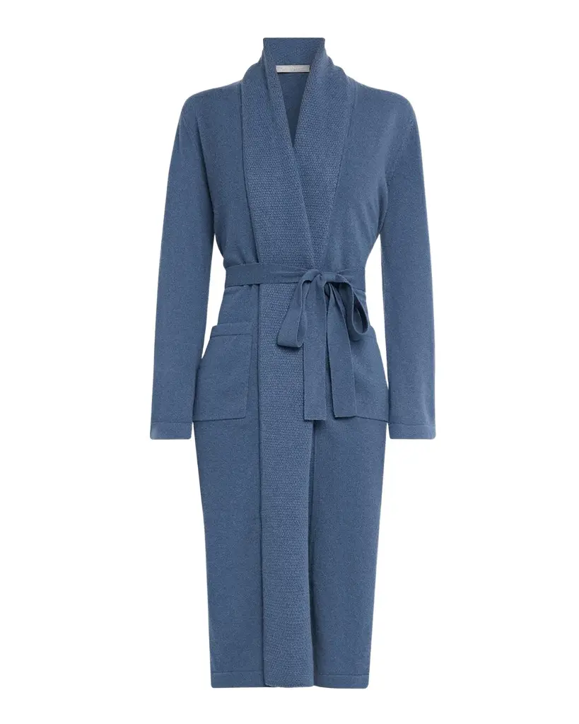 Neiman Marcus Cashmere Collection Cashmere Waffle Shawl-Collar Robe