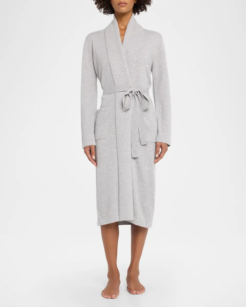 Neiman Marcus Cashmere Collection Cashmere Waffle Shawl-Collar Robe | Thumbnail 2 Neiman Marcus Cashmere Collection Cashmere Waffle Shawl-Collar Robe | Thumbnail 2