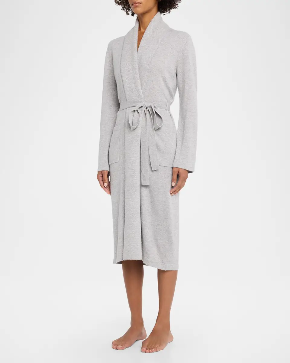 Neiman Marcus Cashmere Collection Cashmere Waffle Shawl-Collar Robe | Thumbnail 4 Neiman Marcus Cashmere Collection Cashmere Waffle Shawl-Collar Robe | Thumbnail 4