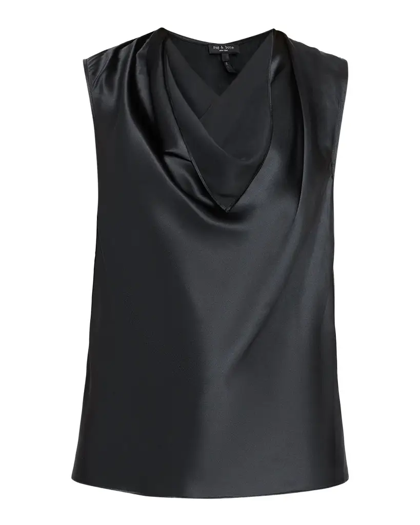 rag & bone Vinnie Silk Cowl-Neck Top