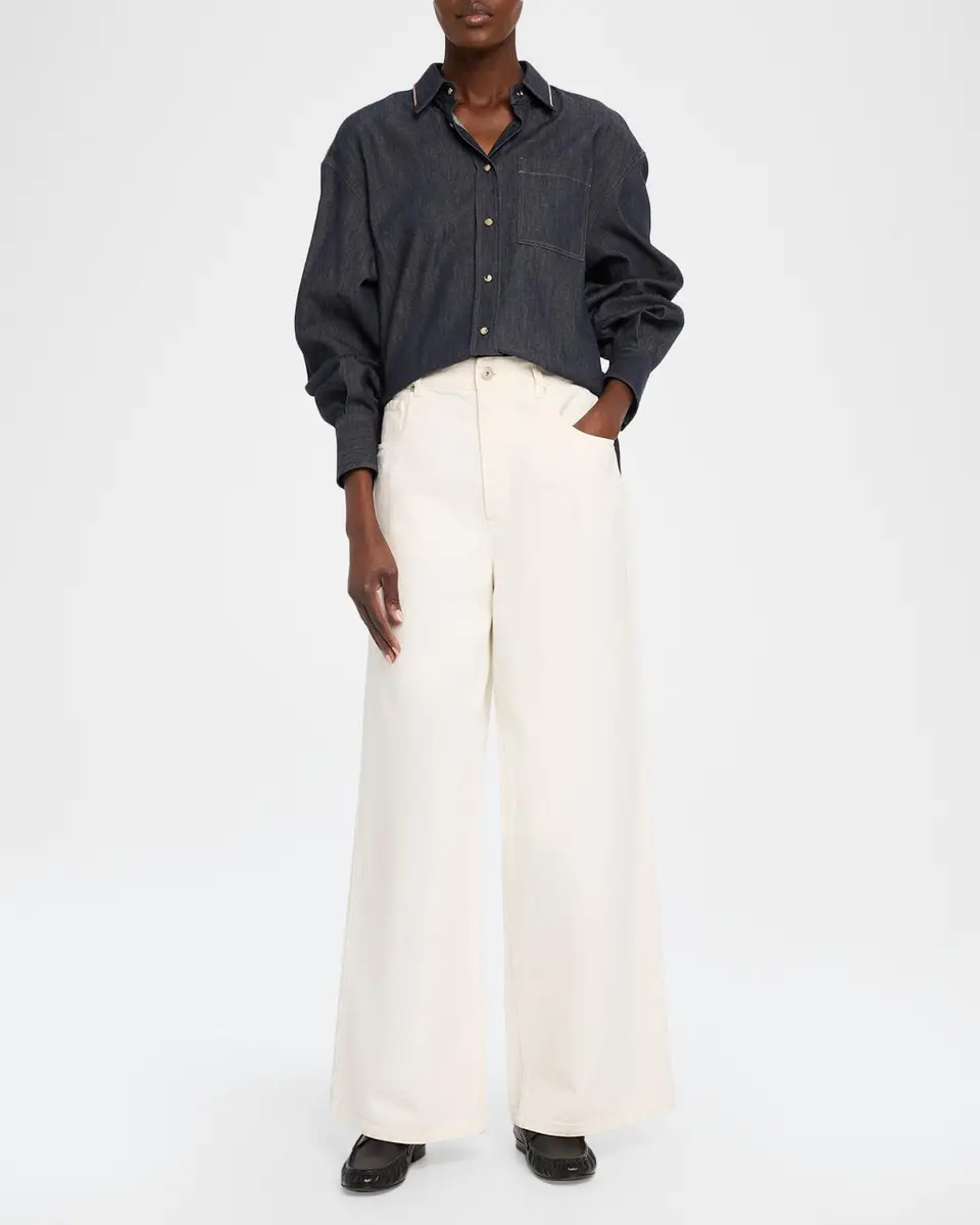 Brunello Cucinelli Authentic Denim Relaxed Wide-Leg Jeans With Monili | Thumbnail 2 Brunello Cucinelli Authentic Denim Relaxed Wide-Leg Jeans With Monili | Thumbnail 2
