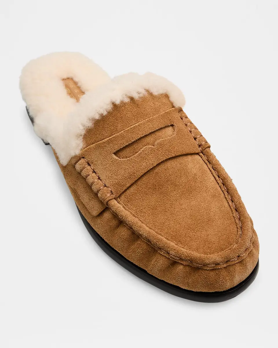 rag & bone Carter Shearling-Lined Suede Loafer Mules | Thumbnail 3 rag & bone Carter Shearling-Lined Suede Loafer Mules | Thumbnail 3