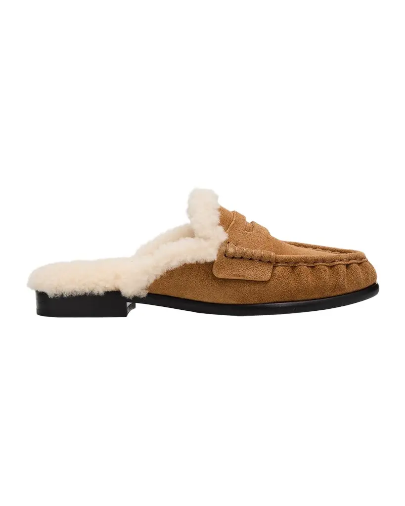 Carter Shearling-Lined Suede Loafer Mules Carter Shearling-Lined Suede Loafer Mules