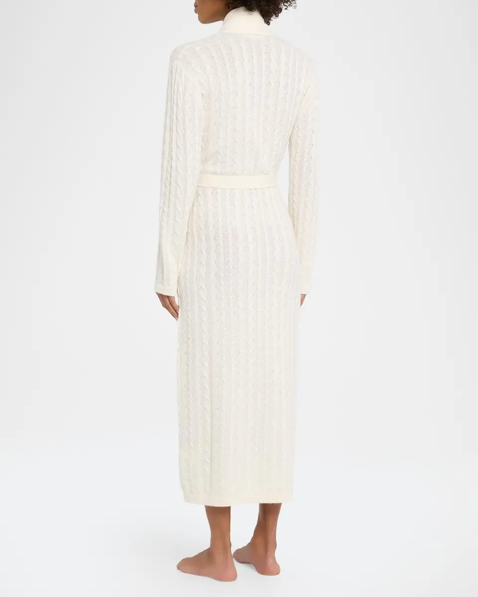 Neiman Marcus Cashmere Collection Cashmere Cable-Knit Robe | Thumbnail 3 Neiman Marcus Cashmere Collection Cashmere Cable-Knit Robe | Thumbnail 3