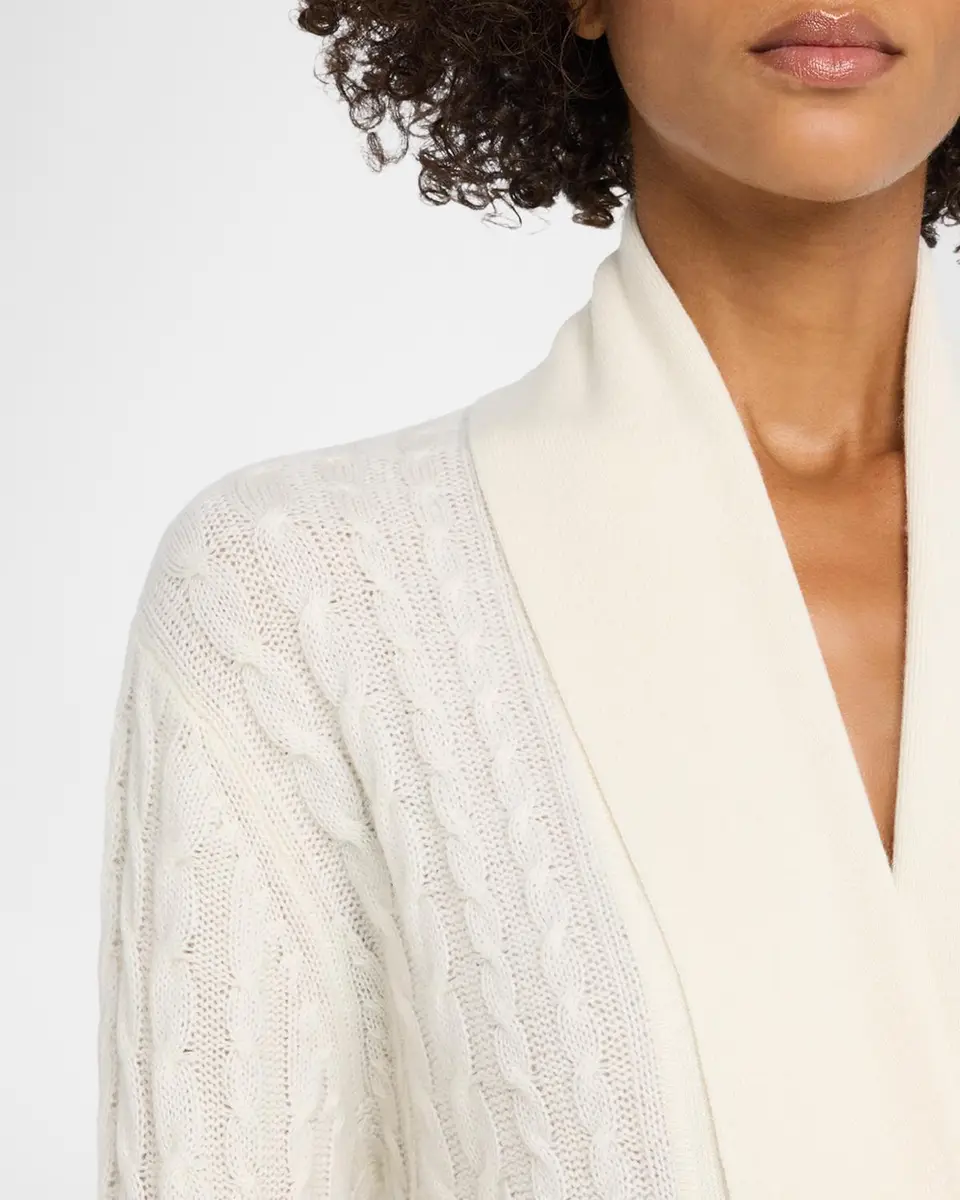 Neiman Marcus Cashmere Collection Cashmere Cable-Knit Robe | Thumbnail 5 Neiman Marcus Cashmere Collection Cashmere Cable-Knit Robe | Thumbnail 5