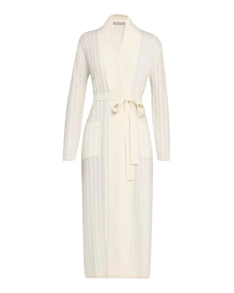 Neiman Marcus Cashmere Collection Cashmere Cable-Knit Robe