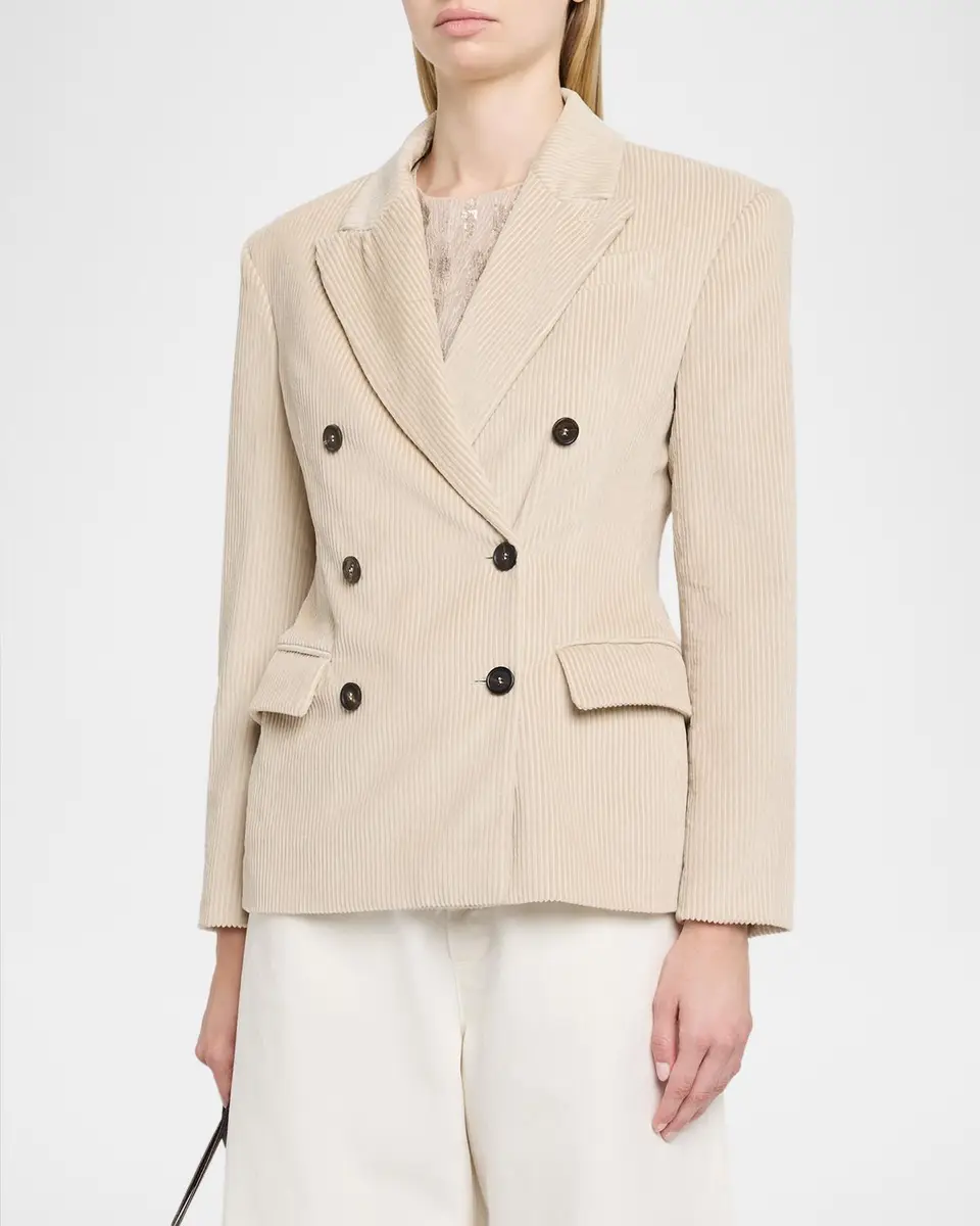 Brunello Cucinelli Cotton Corduroy Double-Breasted Jacket | Thumbnail 4 Brunello Cucinelli Cotton Corduroy Double-Breasted Jacket | Thumbnail 4