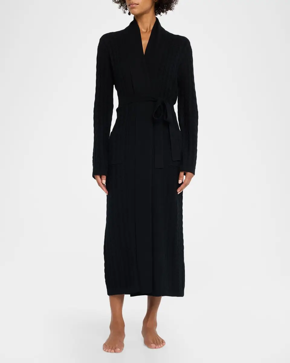 Neiman Marcus Cashmere Collection Cashmere Cable-Knit Robe | Thumbnail 2 Neiman Marcus Cashmere Collection Cashmere Cable-Knit Robe | Thumbnail 2
