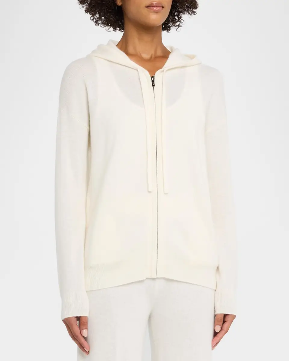 Neiman Marcus Cashmere Collection Cashmere Zip-Front Hoodie | Thumbnail 4 Neiman Marcus Cashmere Collection Cashmere Zip-Front Hoodie | Thumbnail 4