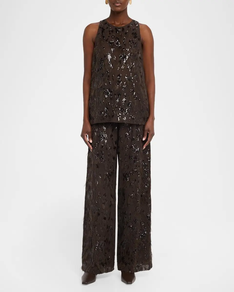 Brunello Cucinelli Animalier Embroidered Silk Tank Top | Thumbnail 2