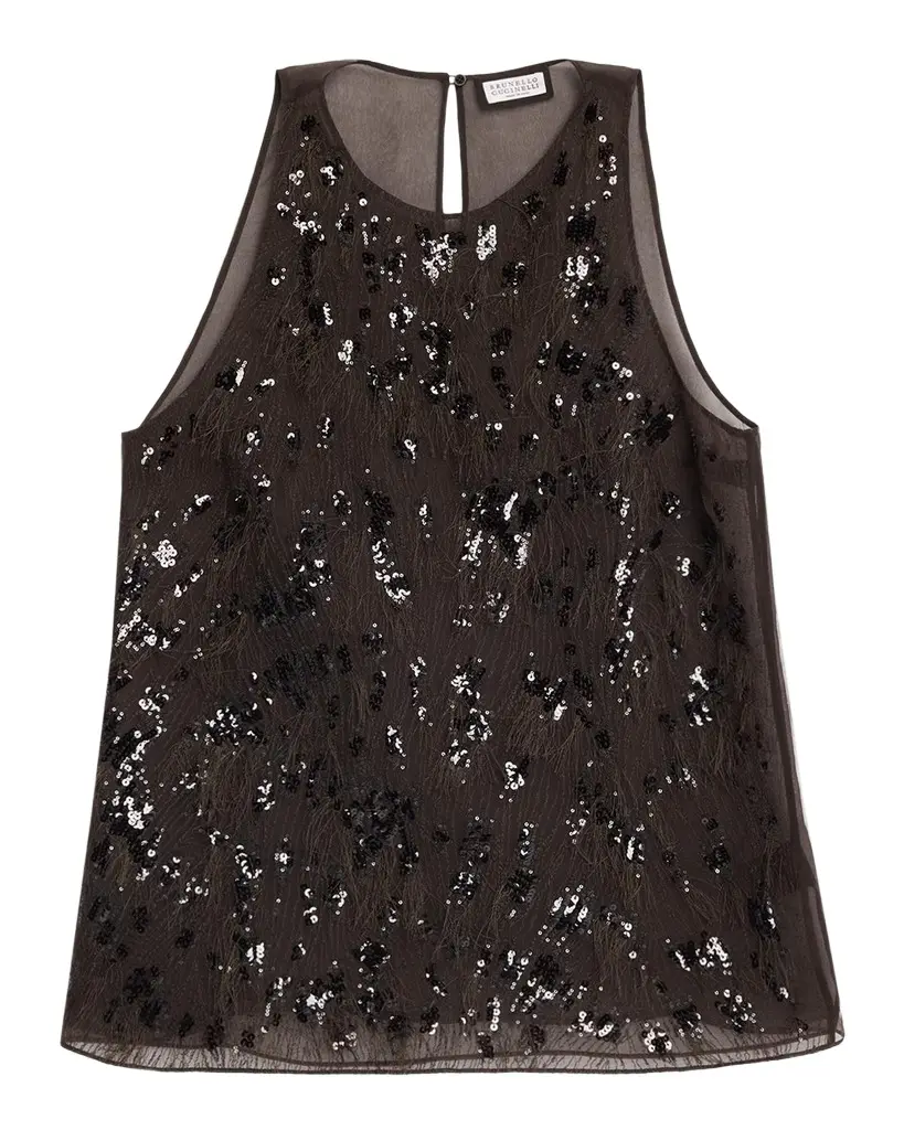 Animalier Embroidered Silk Tank Top Animalier Embroidered Silk Tank Top