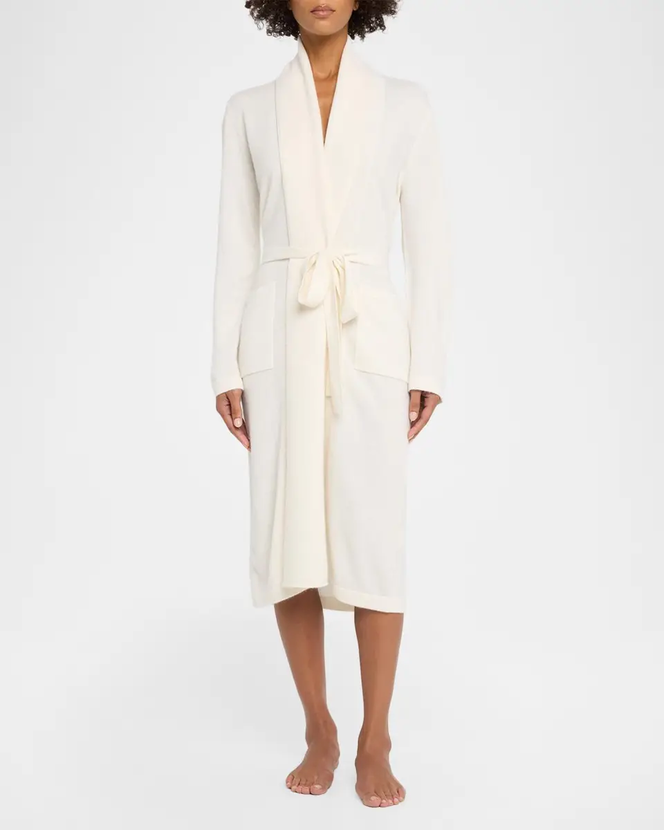 Neiman Marcus Cashmere Collection Cashmere Waffle Shawl-Collar Robe | Thumbnail 2 Neiman Marcus Cashmere Collection Cashmere Waffle Shawl-Collar Robe | Thumbnail 2