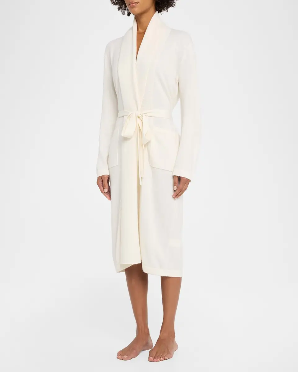 Neiman Marcus Cashmere Collection Cashmere Waffle Shawl-Collar Robe | Thumbnail 4 Neiman Marcus Cashmere Collection Cashmere Waffle Shawl-Collar Robe | Thumbnail 4