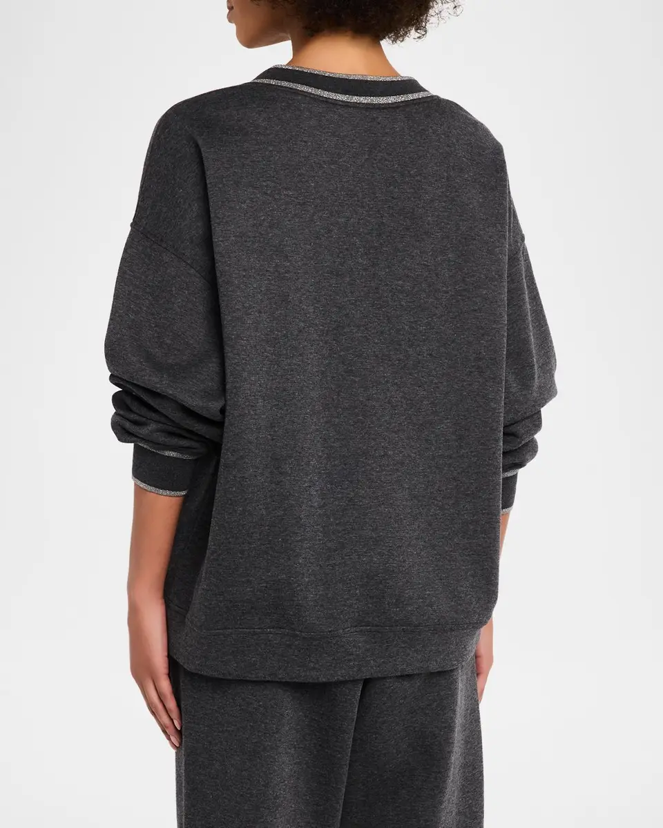 Brunello Cucinelli Cashmere-Cotton V-Neck Sweater | Thumbnail 3 Brunello Cucinelli Cashmere-Cotton V-Neck Sweater | Thumbnail 3