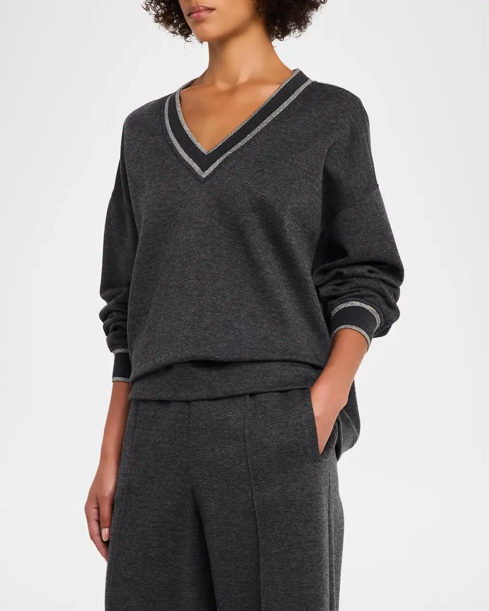 Brunello Cucinelli Cashmere-Cotton V-Neck Sweater | Thumbnail 4 Brunello Cucinelli Cashmere-Cotton V-Neck Sweater | Thumbnail 4