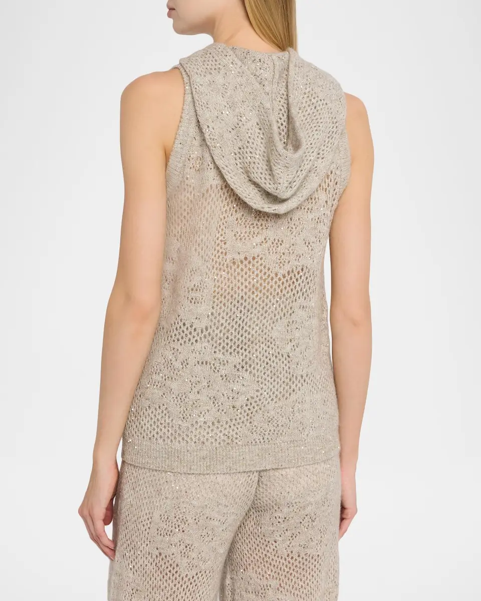 Brunello Cucinelli Dazzling Water Lillies Knit Hooded Vest | Thumbnail 3 Brunello Cucinelli Dazzling Water Lillies Knit Hooded Vest | Thumbnail 3