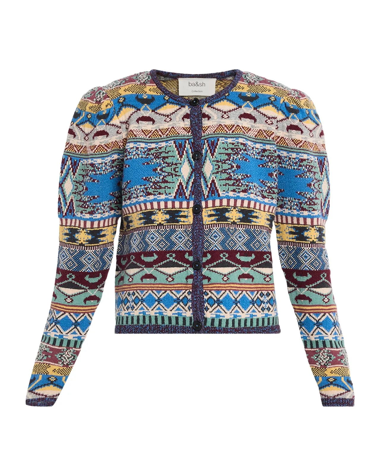 Ba&sh Maja Puff-Sleeve Cardigan