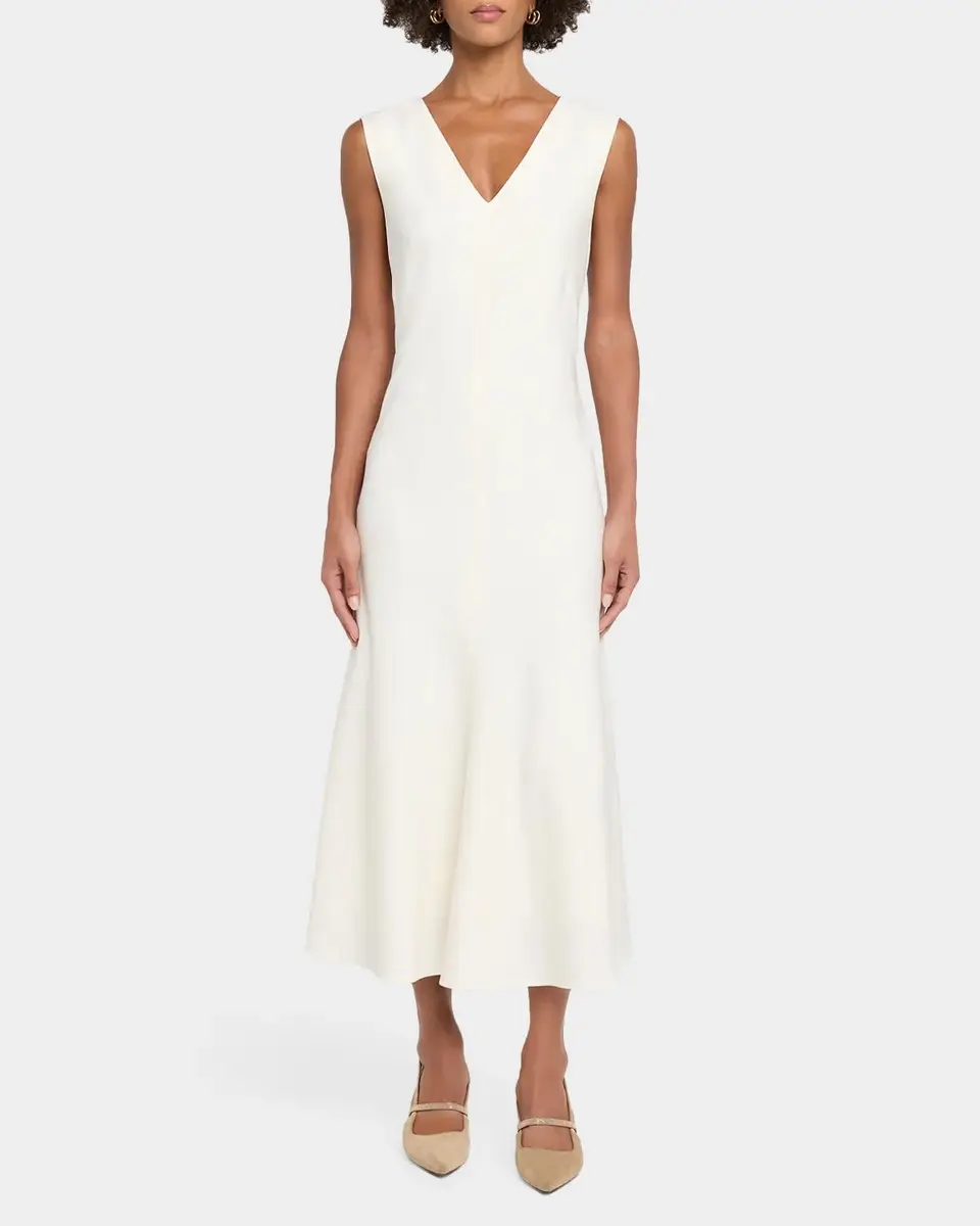 Brunello Cucinelli Sleeveless Fluid Stretch Wool Midi Dress | Thumbnail 2 Brunello Cucinelli Sleeveless Fluid Stretch Wool Midi Dress | Thumbnail 2