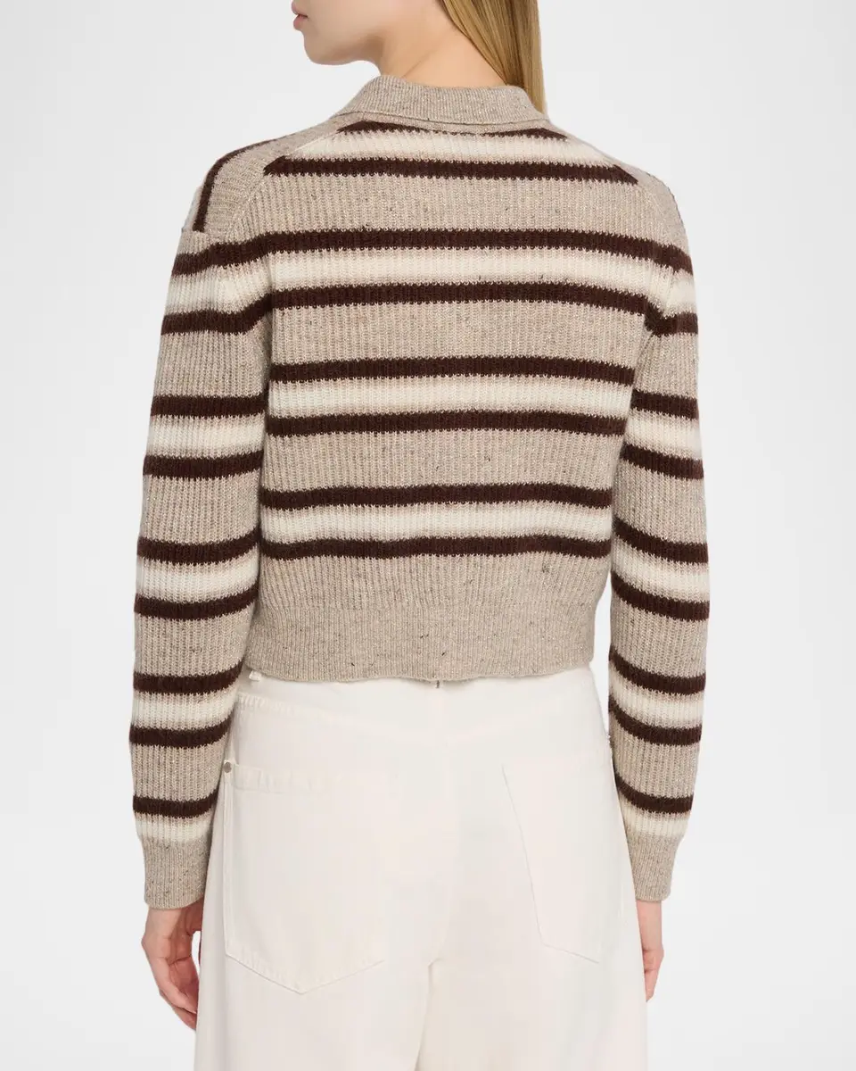 Brunello Cucinelli Cashmere-Blend Striped Collared Cardigan | Thumbnail 3