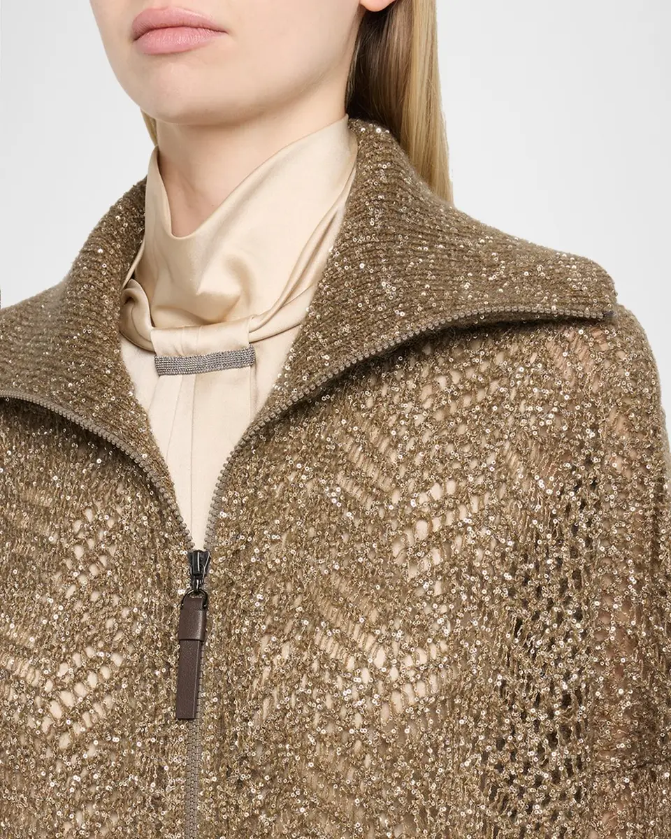 Brunello Cucinelli Airy Shimmer Full-Zip Sweater | Thumbnail 5 Brunello Cucinelli Airy Shimmer Full-Zip Sweater | Thumbnail 5