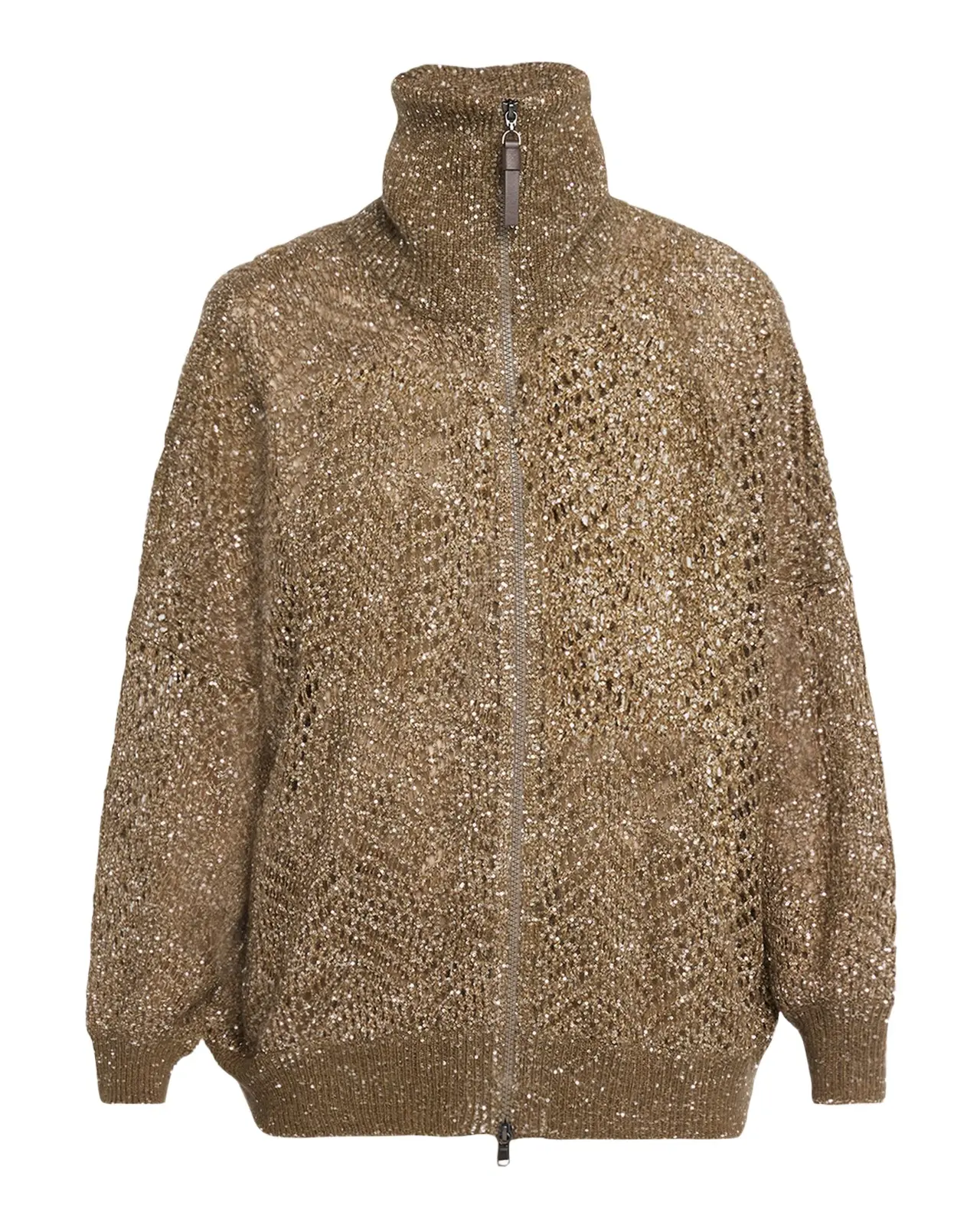 Brunello Cucinelli Airy Shimmer Full-Zip Sweater