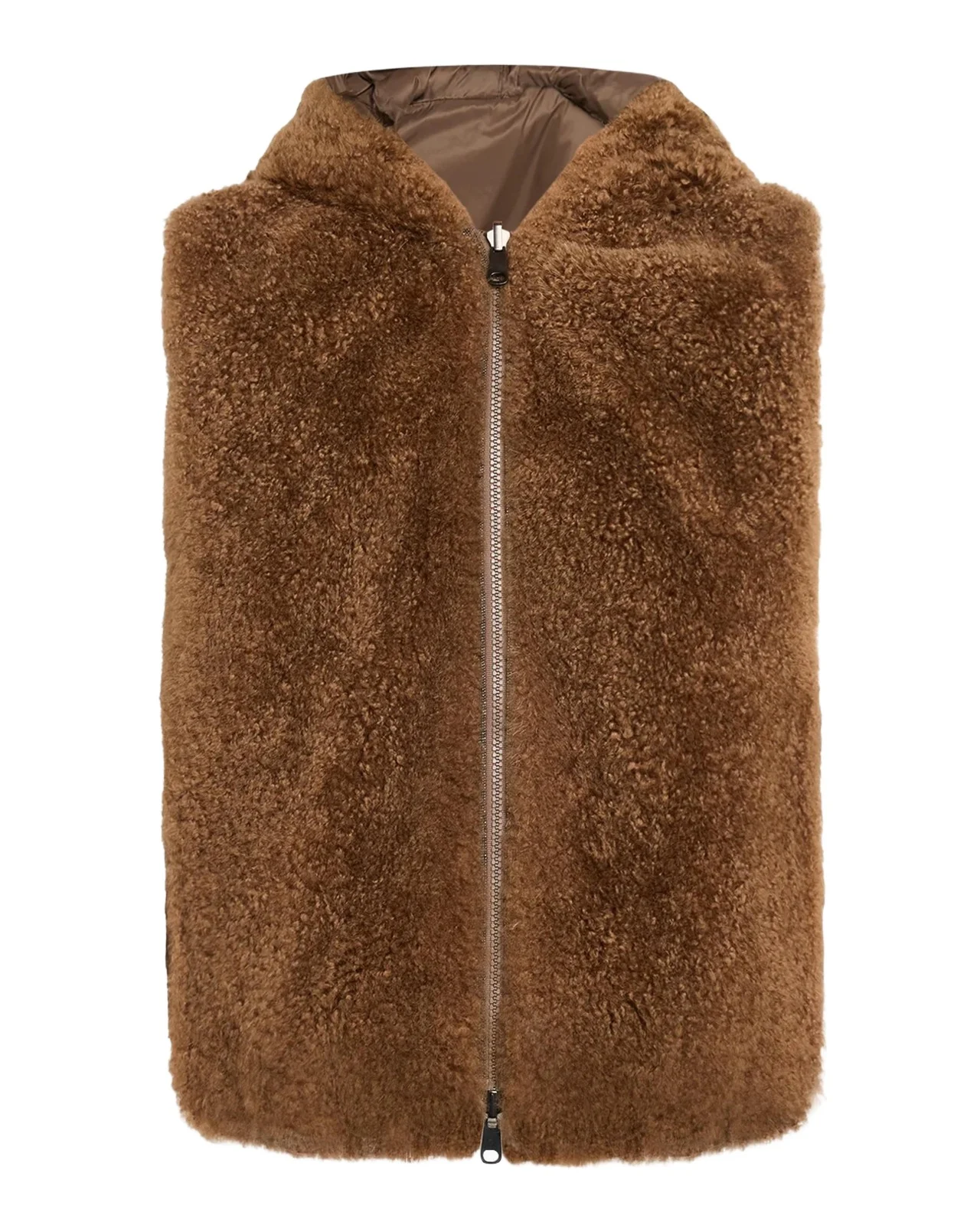 Reversible Teddy Cashmere Goat Shearling Hooded Vest
