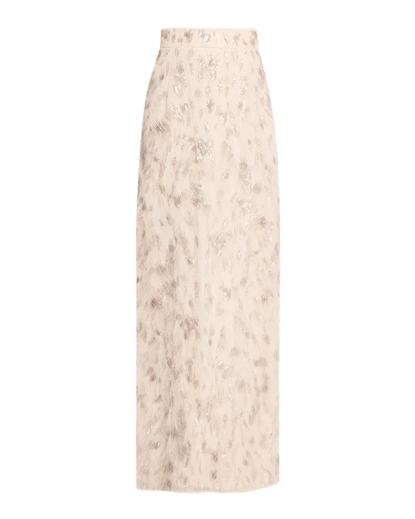 Brunello Cucinelli Animalier Sequin Feathered Skirt
