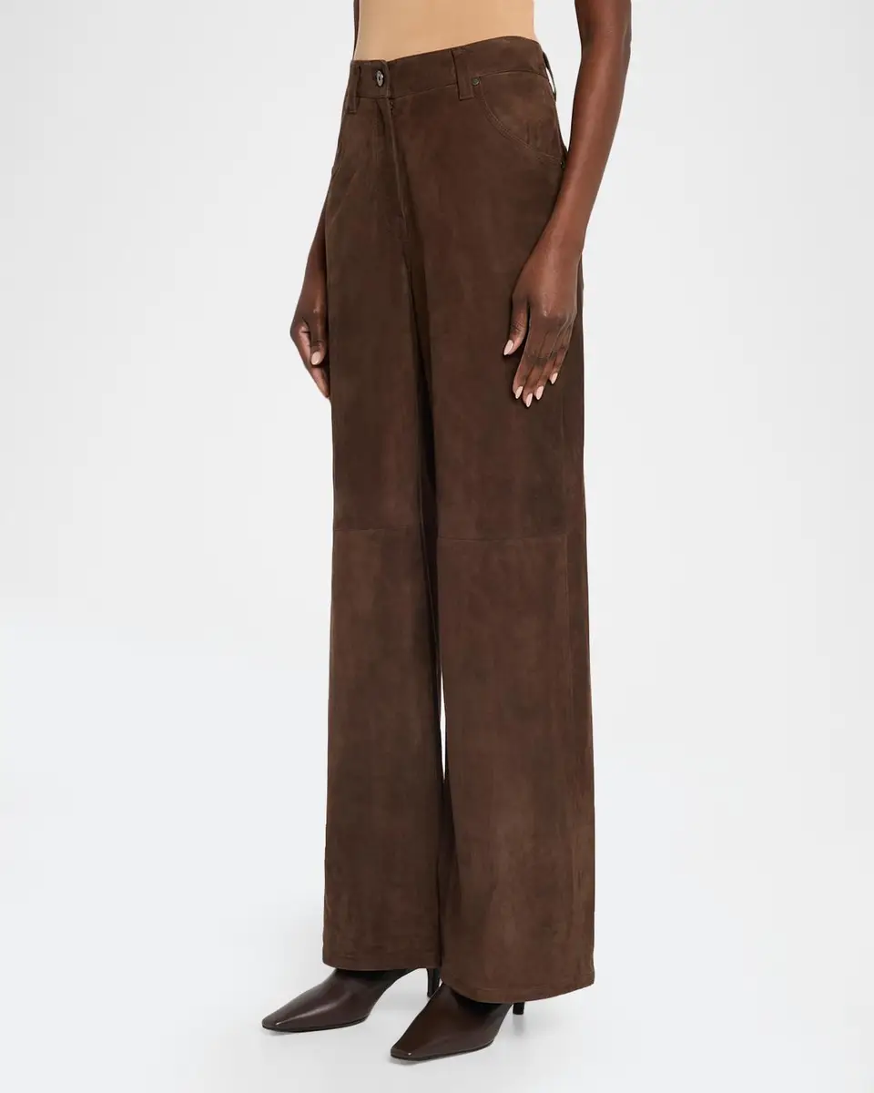 Brunello Cucinelli Suede Relaxed Straight-Leg Pants | Thumbnail 4 Brunello Cucinelli Suede Relaxed Straight-Leg Pants | Thumbnail 4