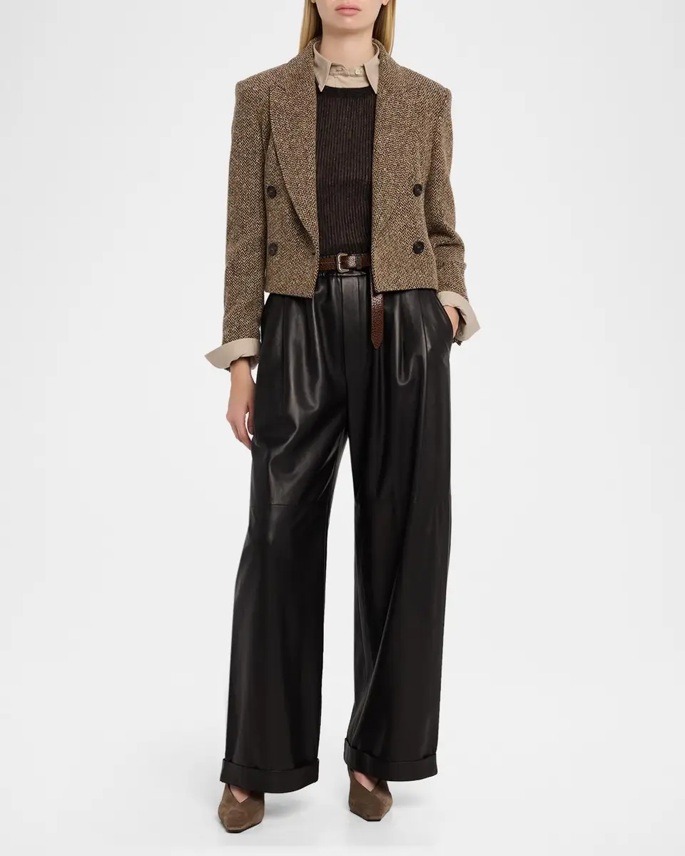 Brunello Cucinelli Glove Leather Wide-Leg Pants | Thumbnail 2 Brunello Cucinelli Glove Leather Wide-Leg Pants | Thumbnail 2