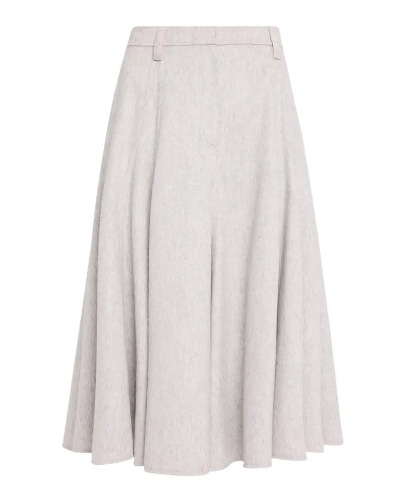 Brunello Cucinelli Beaver Flannel Full Midi Skirt