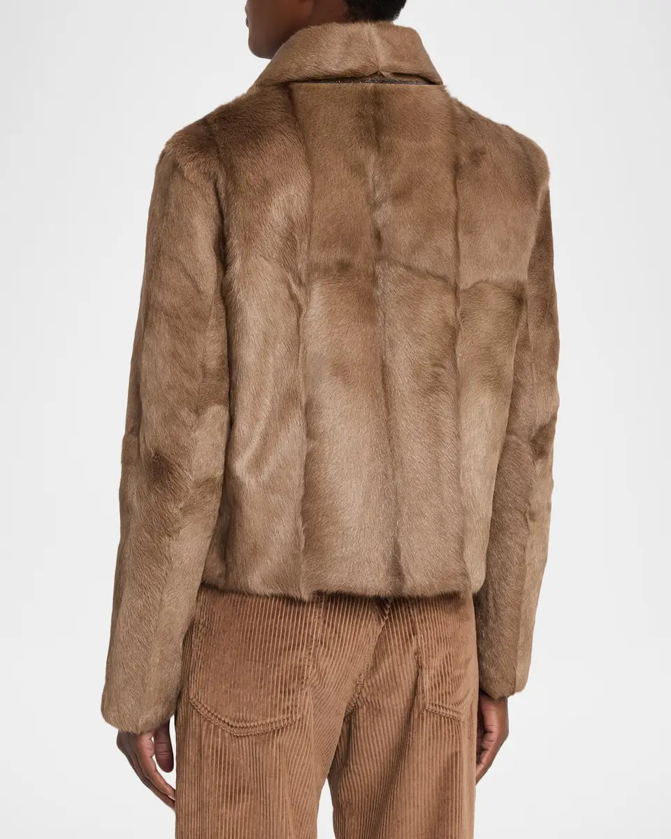 Brunello Cucinelli Capretta Goat Shearling Single-Breasted Jacket | Thumbnail 3