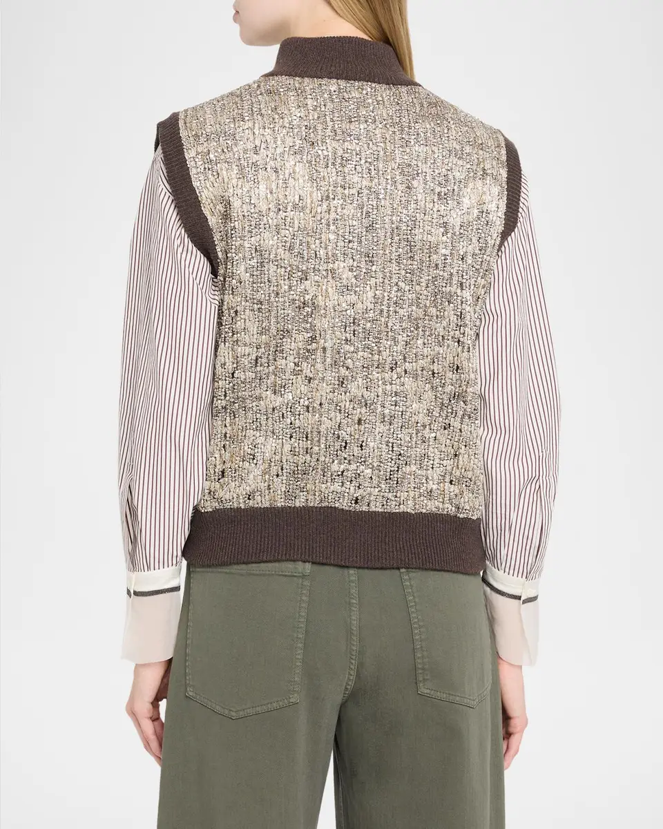 Brunello Cucinelli Couture Metallic Knit Sleeveless Sweater | Thumbnail 3 Brunello Cucinelli Couture Metallic Knit Sleeveless Sweater | Thumbnail 3