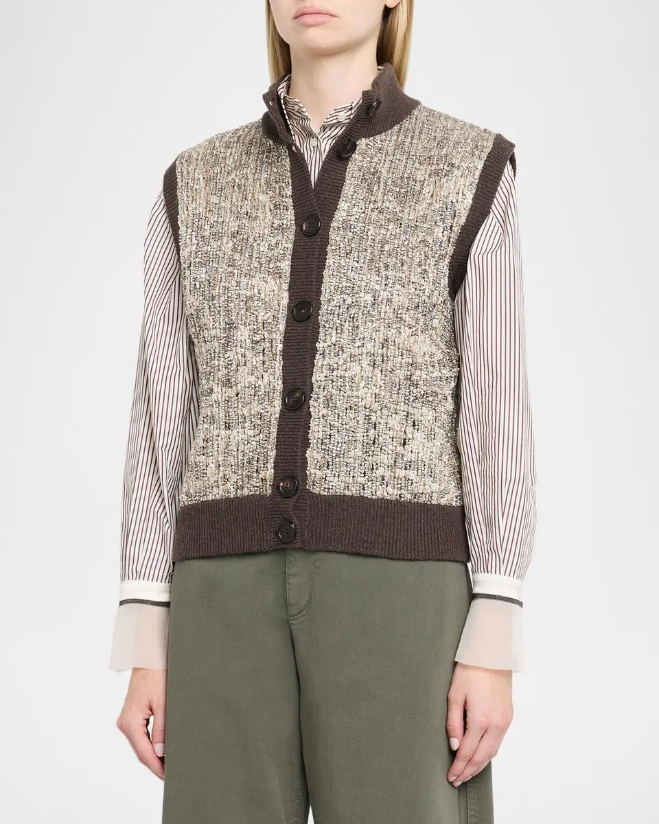Brunello Cucinelli Couture Metallic Knit Sleeveless Sweater | Thumbnail 4 Brunello Cucinelli Couture Metallic Knit Sleeveless Sweater | Thumbnail 4