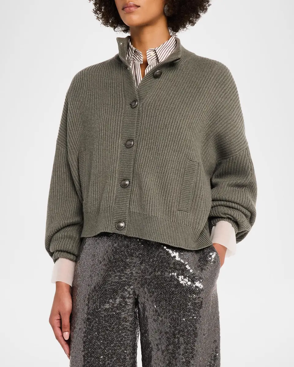 Brunello Cucinelli Cashmere-Blend Timeless Buttoned Sweater | Thumbnail 4 Brunello Cucinelli Cashmere-Blend Timeless Buttoned Sweater | Thumbnail 4
