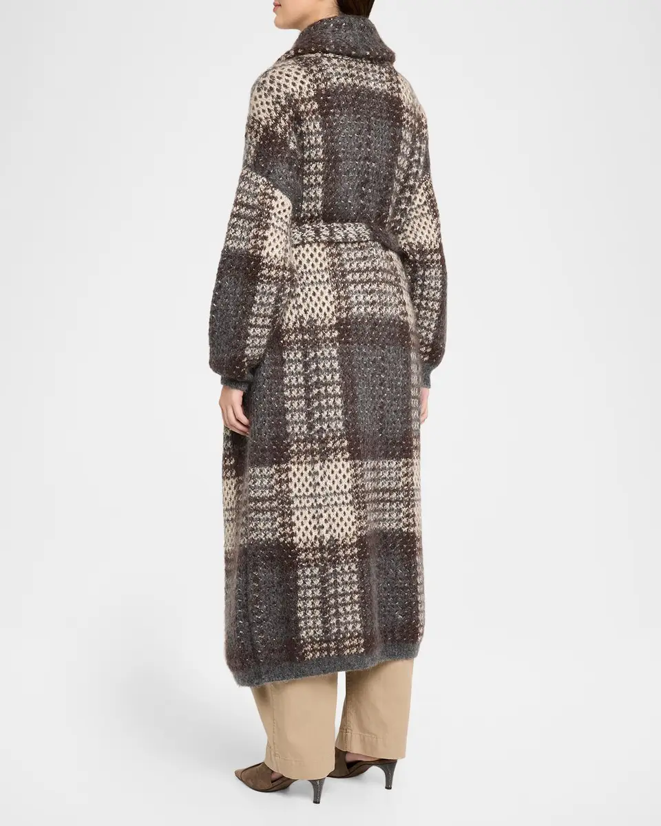 Brunello Cucinelli Tartan Double-Knit Long Coat | Thumbnail 3 Brunello Cucinelli Tartan Double-Knit Long Coat | Thumbnail 3