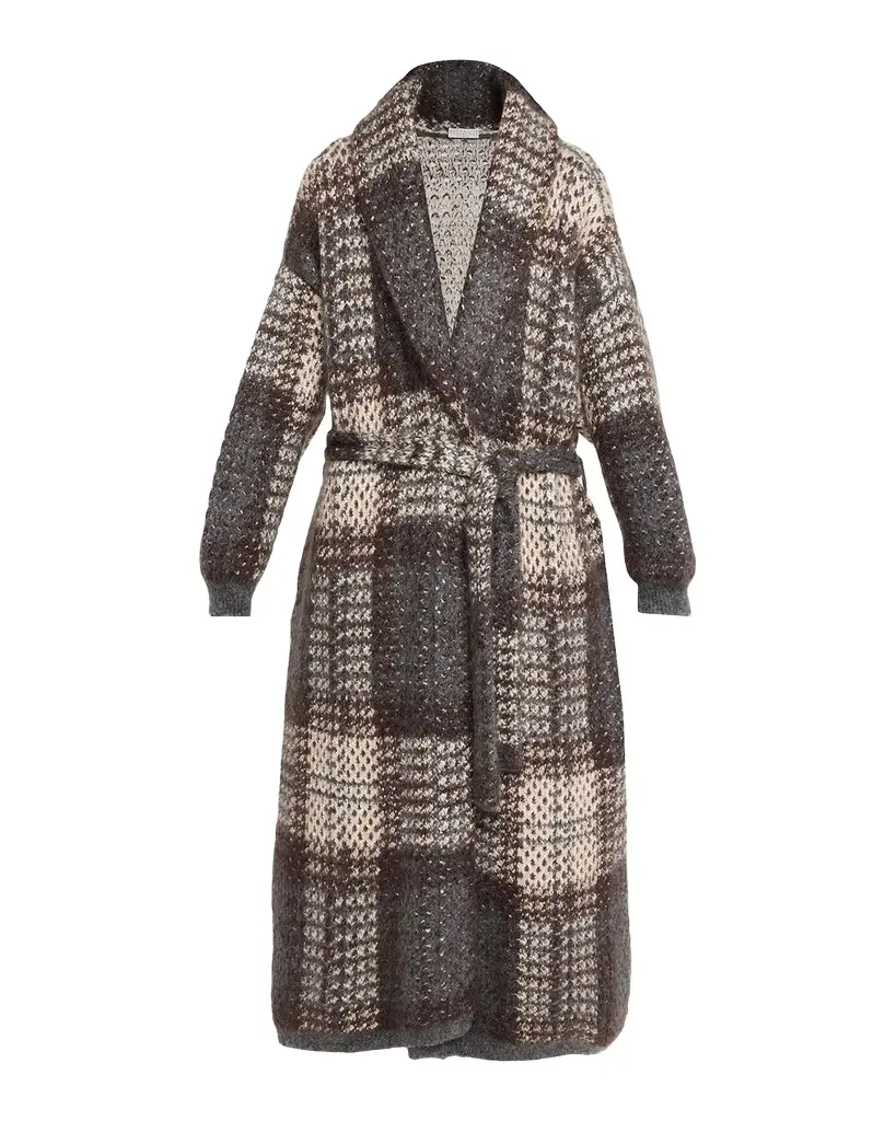 Tartan Double-Knit Long Coat Tartan Double-Knit Long Coat
