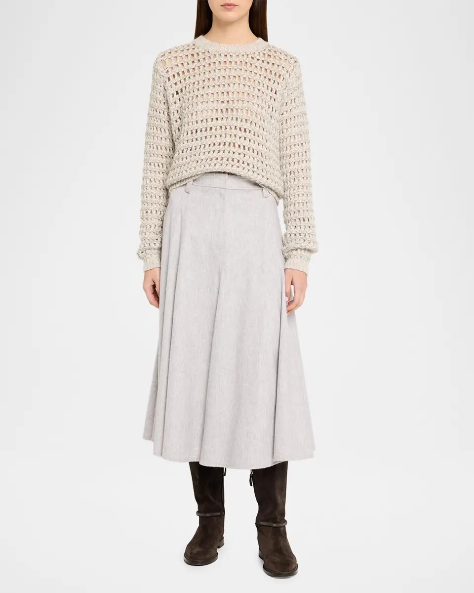 Brunello Cucinelli Glow Crochet Knit Crewneck Sweater | Thumbnail 2 Brunello Cucinelli Glow Crochet Knit Crewneck Sweater | Thumbnail 2